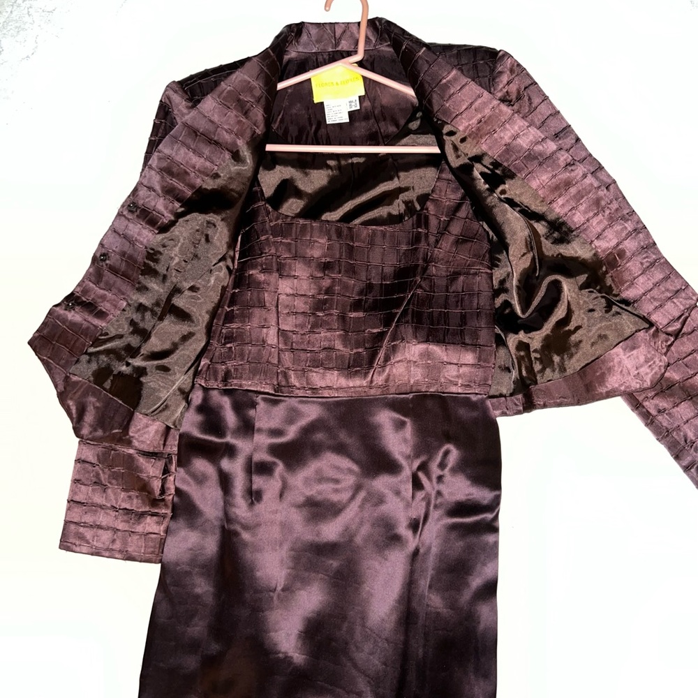 Flores & Flores Brown jacket and sleeveless dress Size 8
